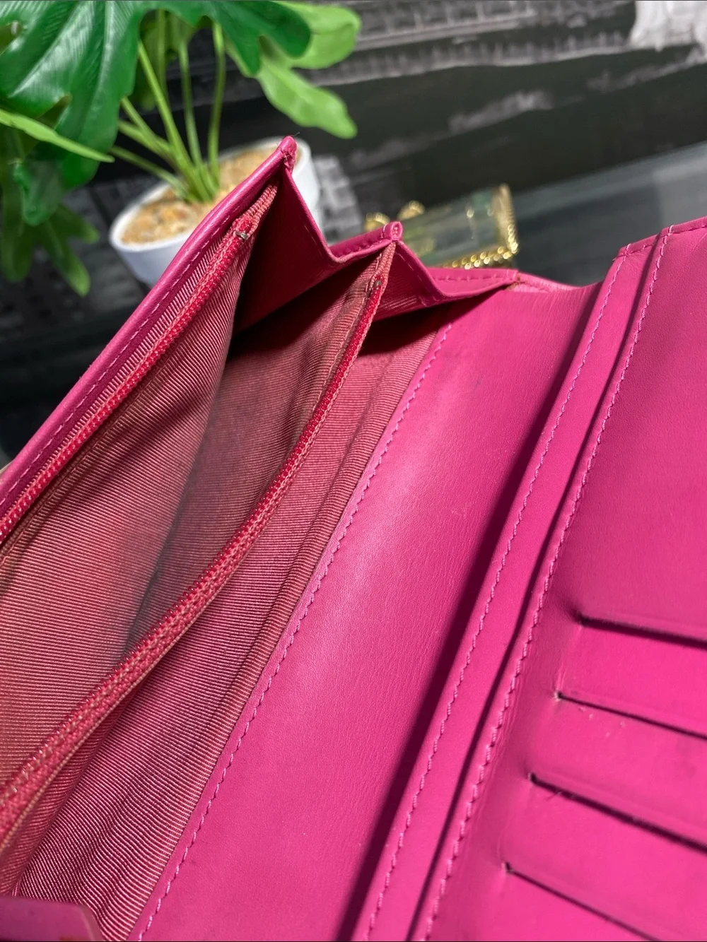 Authentic Chanel Pink Quilted Caviar Leather Flap L Yen Long Wallet